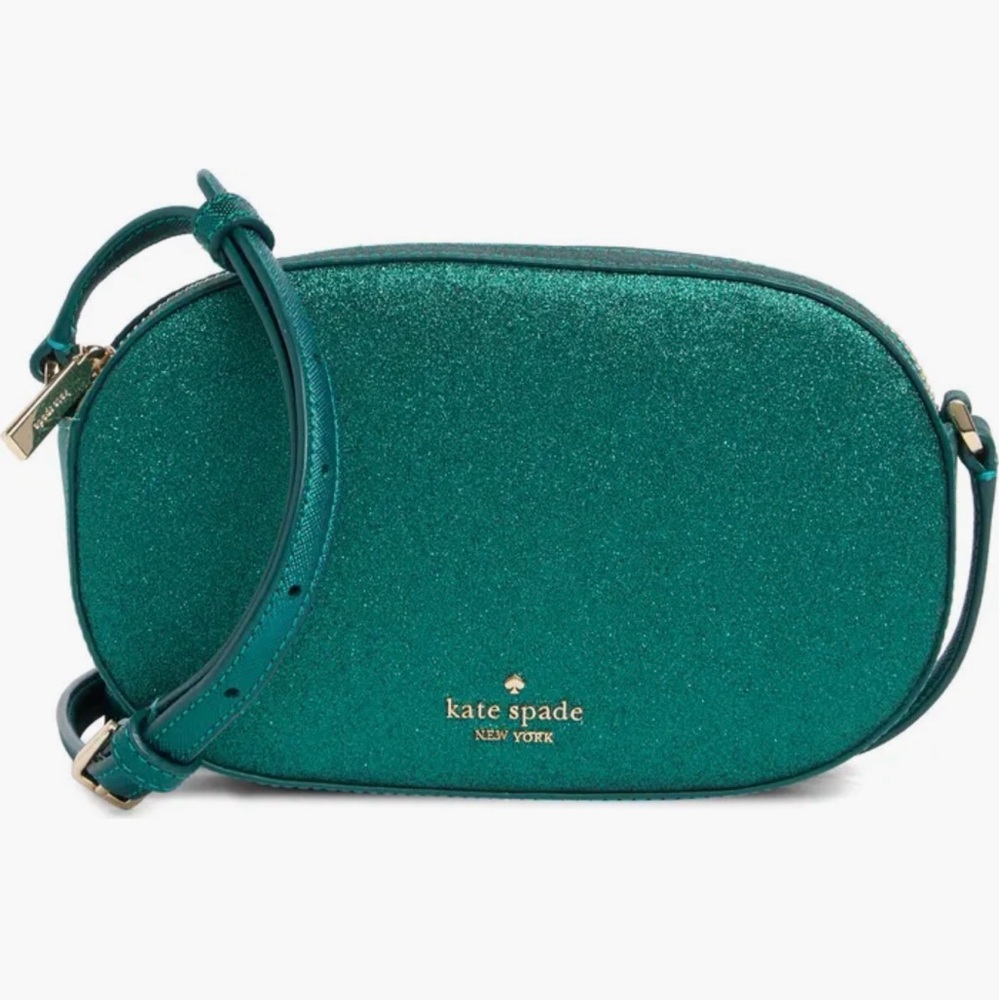 Kate Spade Green and Blue Crossbody Bag with Textured Finish